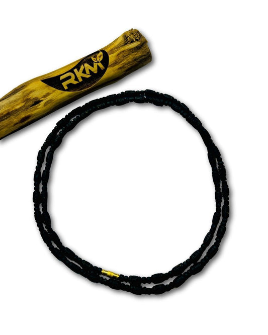 Original Black Tulsi Mala made from natural Tulsi wood beads for daily spiritual chanting, meditation, and devotional wear.
