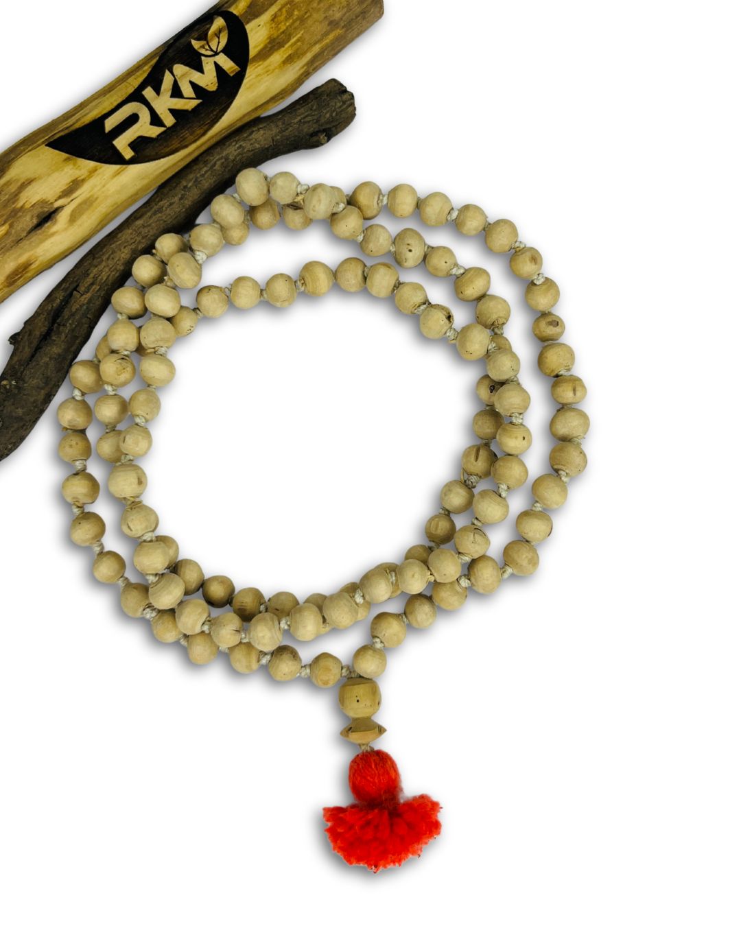 Real Tulsi Japa Mala crafted from natural Tulsi wood for mantra chanting, meditation, and daily devotional worship.